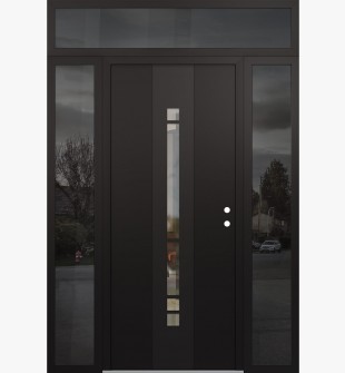 DIAMOND A3 60" X 96" BLACK/BLACK CLEAR GLASS PANEL BLACK LHI WITH 2 SIDELITES AND TRANSOM MIRRORED GLASS