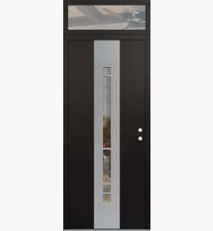 DIAMOND A3 36" X 96" BLACK/BLACK CLEAR GLASS PANEL STAINLESS STEEL LHI WITH TRANSOM CLEAR GLASS