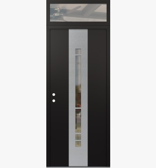 DIAMOND A3 36" X 96" BLACK/BLACK CLEAR GLASS PANEL STAINLESS STEEL RHI WITH TRANSOM CLEAR GLASS