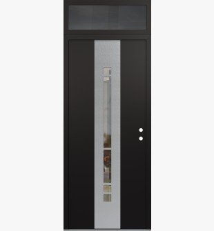 DIAMOND A3 36" X 96" BLACK/BLACK CLEAR GLASS PANEL STAINLESS STEEL LHI WITH TRANSOM MIRRORED GLASS
