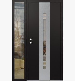 DIAMOND A3 52" X 80" BLACK/BLACK CLEAR GLASS PANEL STAINLESS STEEL RHI WITH SIDELITE CLEAR GLASS