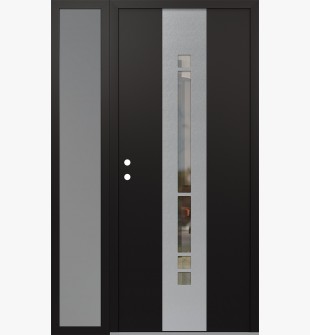 DIAMOND A3 50" X 80" BLACK/BLACK CLEAR GLASS PANEL STAINLESS STEEL RHI WITH SIDELITE FROSTED GLASS