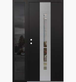 DIAMOND A3 52" X 80" BLACK/BLACK CLEAR GLASS PANEL STAINLESS STEEL RHI WITH SIDELITE MIRRORED GLASS