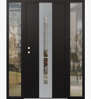 DIAMOND A3 68" X 80" BLACK/BLACK CLEAR GLASS PANEL STAINLESS STEEL RHI WITH 2 SIDELITES CLEAR GLASS