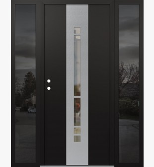 DIAMOND A3 68" X 80" BLACK/BLACK CLEAR GLASS PANEL STAINLESS STEEL RHI WITH 2 SIDELITES MIRRORED GLASS