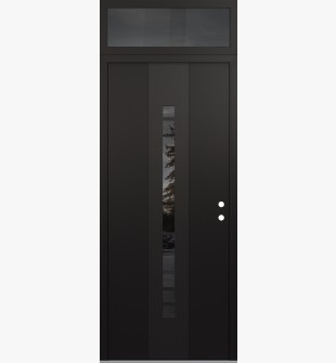 DIAMOND A3 36" X 96" BLACK/BLACK MIRRORED GLASS PANEL BLACK LHI WITH TRANSOM MIRRORED GLASS