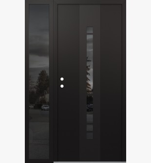 DIAMOND A3 52" X 80" BLACK/BLACK MIRRORED GLASS PANEL BLACK RHI WITH SIDELITE MIRRORED GLASS