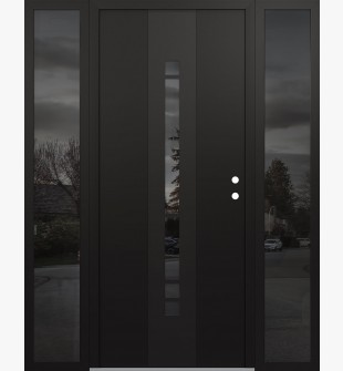 DIAMOND A3 68" X 80" BLACK/BLACK MIRRORED GLASS PANEL BLACK LHI WITH 2 SIDELITES MIRRORED GLASS