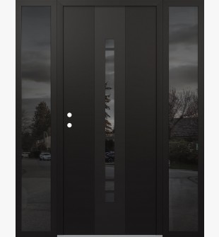 DIAMOND A3 64" X 80" BLACK/BLACK MIRRORED GLASS PANEL BLACK RHI WITH 2 SIDELITES MIRRORED GLASS
