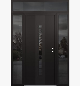 DIAMOND A3 68" X 96" BLACK/BLACK MIRRORED GLASS PANEL BLACK LHI WITH 2 SIDELITES AND TRANSOM MIRRORED GLASS