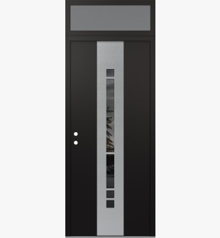 DIAMOND A3 36" X 96" BLACK/BLACK MIRRORED GLASS PANEL STAINLESS STEEL RHI WITH TRANSOM FROSTED GLASS