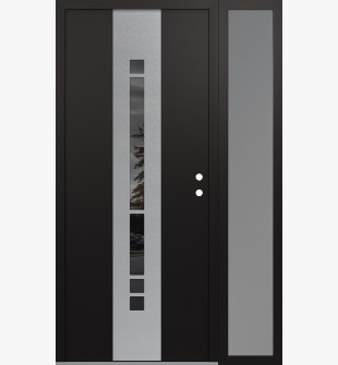 DIAMOND A3 50" X 80" BLACK/BLACK MIRRORED GLASS PANEL STAINLESS STEEL LHI WITH SIDELITE FROSTED GLASS