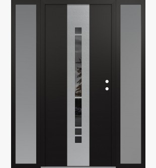 DIAMOND A3 68" X 80" BLACK/BLACK MIRRORED GLASS PANEL STAINLESS STEEL LHI WITH 2 SIDELITES FROSTED GLASS