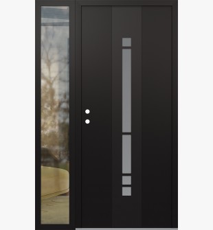 DIAMOND A3 52" X 80" BLACK/WHITE FROSTED GLASS PANEL BLACK RHI WITH SIDELITE CLEAR GLASS