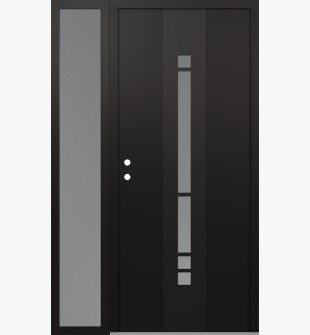 DIAMOND A3 48" X 80" BLACK/WHITE FROSTED GLASS PANEL BLACK RHI WITH SIDELITE FROSTED GLASS