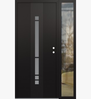 DIAMOND A3 52" X 80" BLACK/WHITE FROSTED GLASS PANEL BLACK LHI WITH SIDELITE CLEAR GLASS