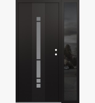 DIAMOND A3 52" X 80" BLACK/WHITE FROSTED GLASS PANEL BLACK LHI WITH SIDELITE MIRRORED GLASS