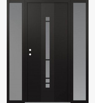 DIAMOND A3 68" X 80" BLACK/WHITE FROSTED GLASS PANEL BLACK RHI WITH 2 SIDELITES FROSTED GLASS