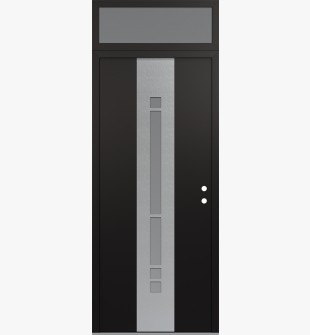 DIAMOND A3 36" X 96" BLACK/WHITE FROSTED GLASS PANEL STAINLESS STEEL LHI WITH TRANSOM FROSTED GLASS