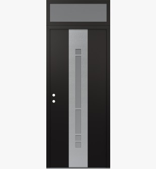 DIAMOND A3 36" X 96" BLACK/WHITE FROSTED GLASS PANEL STAINLESS STEEL RHI WITH TRANSOM FROSTED GLASS