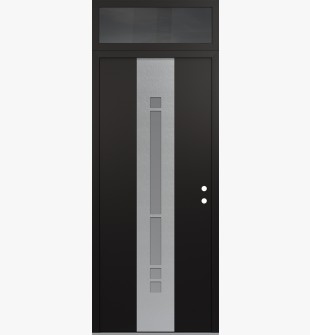 DIAMOND A3 36" X 96" BLACK/WHITE FROSTED GLASS PANEL STAINLESS STEEL LHI WITH TRANSOM MIRRORED GLASS