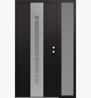 DIAMOND A3 50" X 80" BLACK/WHITE FROSTED GLASS PANEL STAINLESS STEEL LHI WITH SIDELITE FROSTED GLASS