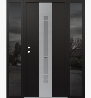 DIAMOND A3 60" X 80" BLACK/WHITE FROSTED GLASS PANEL STAINLESS STEEL RHI WITH 2 SIDELITES MIRRORED GLASS