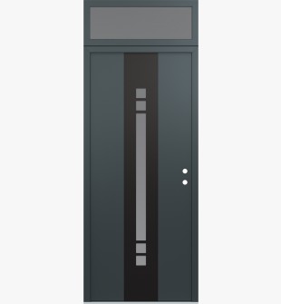DIAMOND A4 36" X 96" ANTHRACITE/ANTHRACITE FROSTED GLASS PANEL BLACK LHI WITH TRANSOM FROSTED GLASS