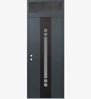 DIAMOND A4 36" X 96" ANTHRACITE/ANTHRACITE FROSTED GLASS PANEL BLACK RHI WITH TRANSOM MIRRORED GLASS