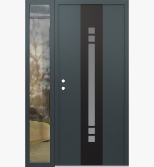 DIAMOND A4 52" X 80" ANTHRACITE/ANTHRACITE FROSTED GLASS PANEL BLACK RHI WITH SIDELITE CLEAR GLASS
