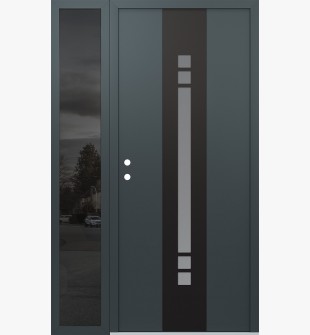 DIAMOND A4 52" X 80" ANTHRACITE/ANTHRACITE FROSTED GLASS PANEL BLACK RHI WITH SIDELITE MIRRORED GLASS