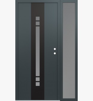 DIAMOND A4 52" X 80" ANTHRACITE/ANTHRACITE FROSTED GLASS PANEL BLACK LHI WITH SIDELITE FROSTED GLASS