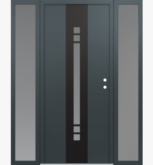 DIAMOND A4 68" X 80" ANTHRACITE/ANTHRACITE FROSTED GLASS PANEL BLACK LHI WITH 2 SIDELITES FROSTED GLASS
