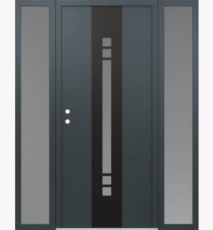 DIAMOND A4 64" X 80" ANTHRACITE/ANTHRACITE FROSTED GLASS PANEL BLACK RHI WITH 2 SIDELITES FROSTED GLASS