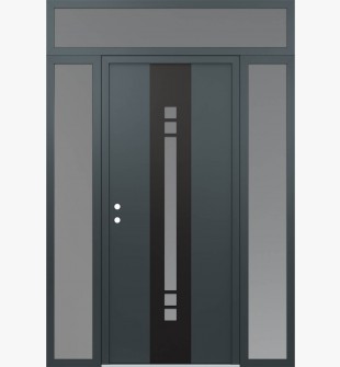 DIAMOND A4 64" X 96" ANTHRACITE/ANTHRACITE FROSTED GLASS PANEL BLACK RHI WITH 2 SIDELITES AND TRANSOM FROSTED GLASS