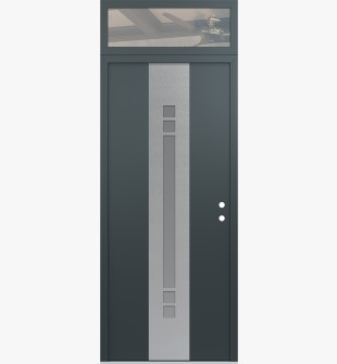 DIAMOND A4 36" X 96" ANTHRACITE/ANTHRACITE FROSTED GLASS PANEL STAINLESS STEEL LHI WITH TRANSOM CLEAR GLASS