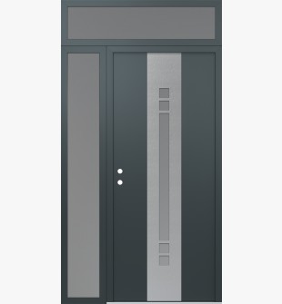 DIAMOND A4 48" X 96" ANTHRACITE/ANTHRACITE FROSTED GLASS PANEL STAINLESS STEEL RHI WITH SIDELITE AND TRANSOM FROSTED GLASS