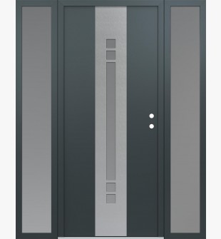 DIAMOND A4 64" X 80" ANTHRACITE/ANTHRACITE FROSTED GLASS PANEL STAINLESS STEEL LHI WITH 2 SIDELITES FROSTED GLASS