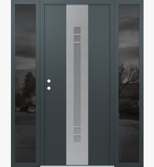 DIAMOND A4 68" X 80" ANTHRACITE/ANTHRACITE FROSTED GLASS PANEL STAINLESS STEEL RHI WITH 2 SIDELITES MIRRORED GLASS