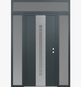 DIAMOND A4 68" X 96" ANTHRACITE/ANTHRACITE FROSTED GLASS PANEL STAINLESS STEEL LHI WITH 2 SIDELITES AND TRANSOM FROSTED GLASS