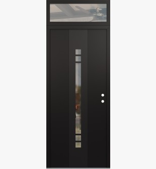 DIAMOND A4 36" X 96" BLACK/BLACK CLEAR GLASS PANEL BLACK LHI WITH TRANSOM CLEAR GLASS