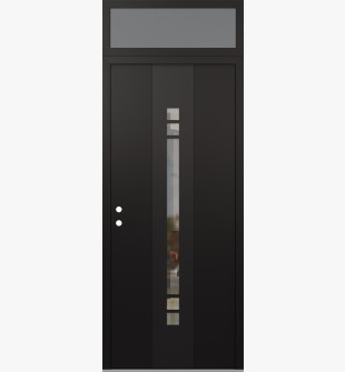 DIAMOND A4 36" X 96" BLACK/BLACK CLEAR GLASS PANEL BLACK RHI WITH TRANSOM FROSTED GLASS