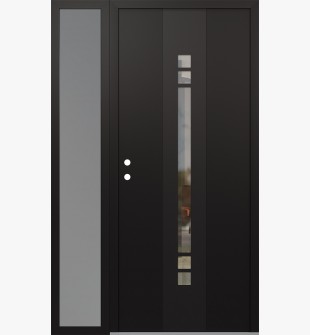 DIAMOND A4 52" X 80" BLACK/BLACK CLEAR GLASS PANEL BLACK RHI WITH SIDELITE FROSTED GLASS