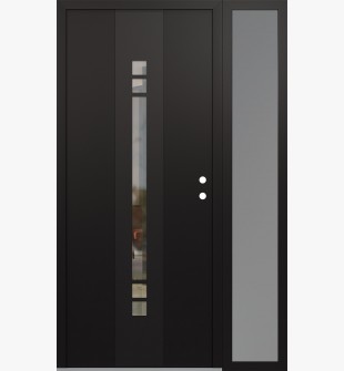 DIAMOND A4 50" X 80" BLACK/BLACK CLEAR GLASS PANEL BLACK LHI WITH SIDELITE FROSTED GLASS