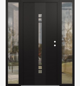 DIAMOND A4 64" X 80" BLACK/BLACK CLEAR GLASS PANEL BLACK LHI WITH 2 SIDELITES CLEAR GLASS