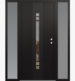 DIAMOND A4 64" X 80" BLACK/BLACK CLEAR GLASS PANEL BLACK LHI WITH 2 SIDELITES FROSTED GLASS