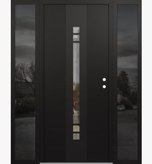 DIAMOND A4 68" X 80" BLACK/BLACK CLEAR GLASS PANEL BLACK LHI WITH 2 SIDELITES MIRRORED GLASS