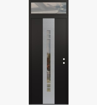 DIAMOND A4 36" X 96" BLACK/BLACK CLEAR GLASS PANEL STAINLESS STEEL LHI WITH TRANSOM CLEAR GLASS