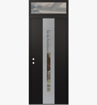 DIAMOND A4 36" X 96" BLACK/BLACK CLEAR GLASS PANEL STAINLESS STEEL RHI WITH TRANSOM CLEAR GLASS