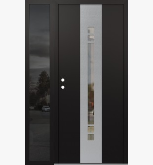 DIAMOND A4 52" X 80" BLACK/BLACK CLEAR GLASS PANEL STAINLESS STEEL RHI WITH SIDELITE MIRRORED GLASS